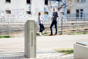 Ein Trinkwasserbrunnen auf dem Schäfergelände in Esslingen.