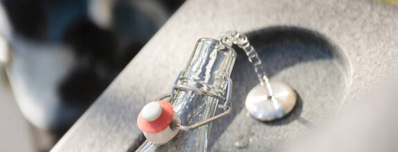 SWE Trinkflasche an Trinkbrunnen